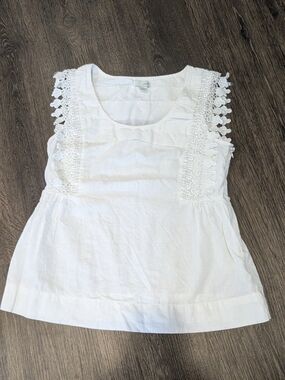 Odille White Crochet Accent Blouse Size 2
